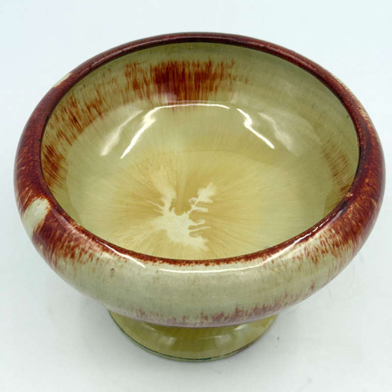 Linnware Pedestal Vase Straw Brown Glaze