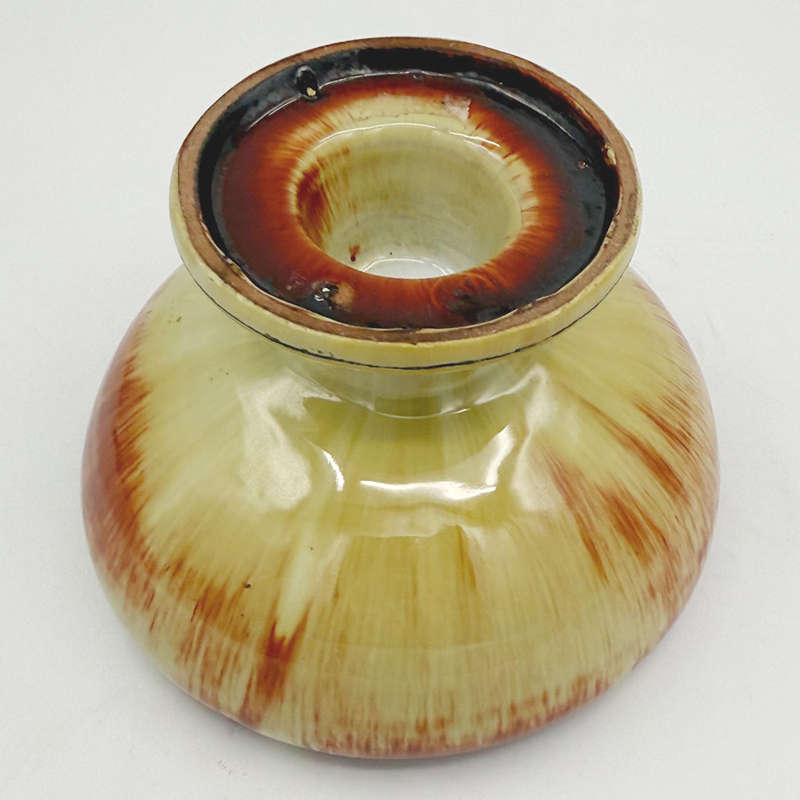 Linnware Pedestal Vase Straw Brown Glaze