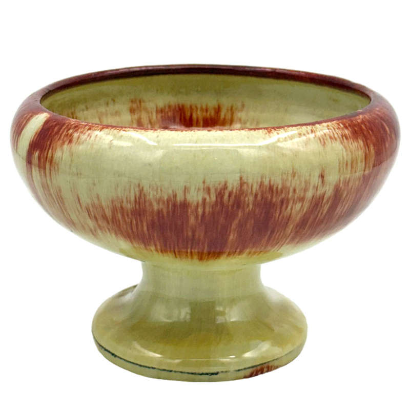 Linnware Pedestal Vase Straw Brown Glaze