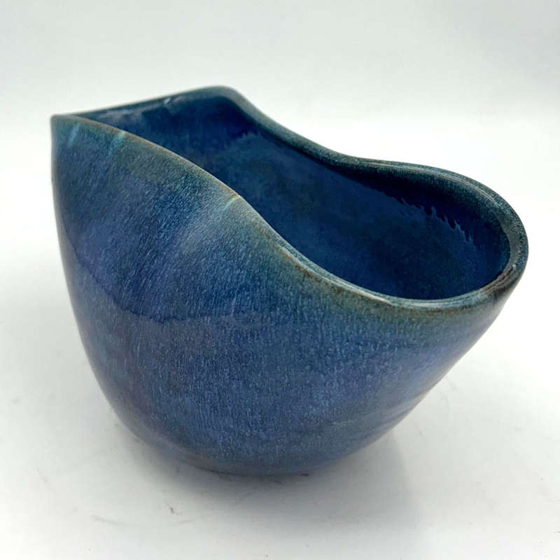 Linnware Pinched Vase Blue Grey Glaze