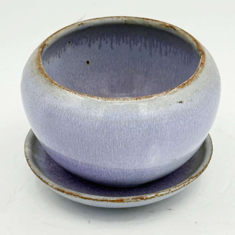 Linnware Pottery Pot Plant Holder Purple Glaze