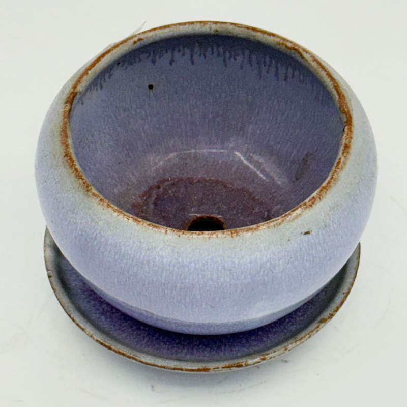 Linnware Pottery Pot Plant Holder Purple Glaze