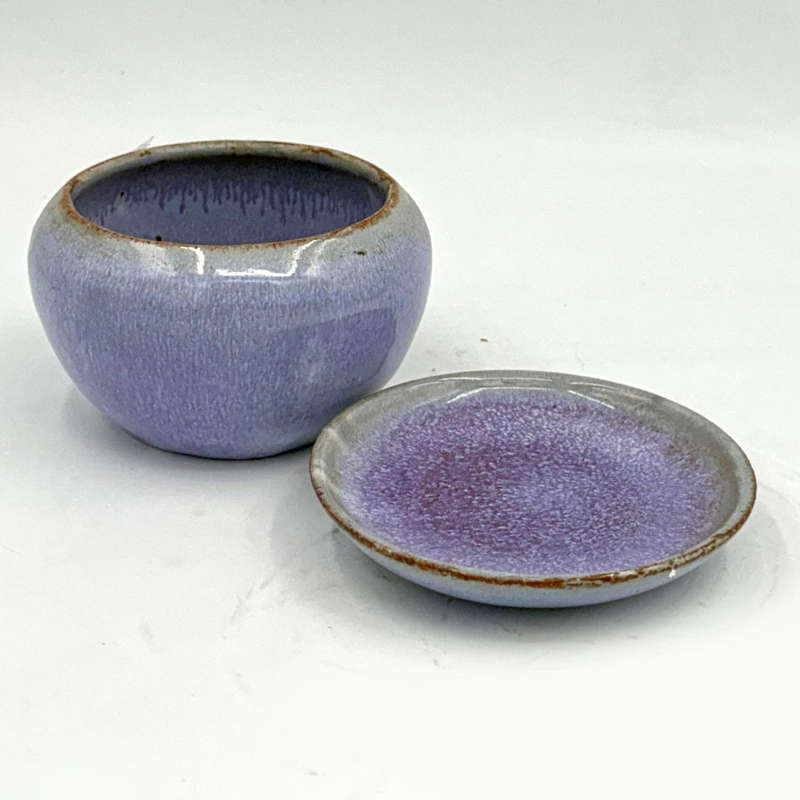 Linnware Pottery Pot Plant Holder Purple Glaze