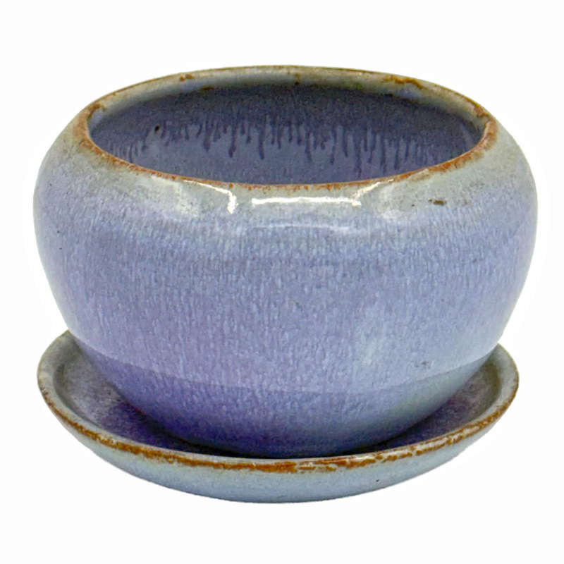 Linnware Pottery Pot Plant Holder Purple Glaze