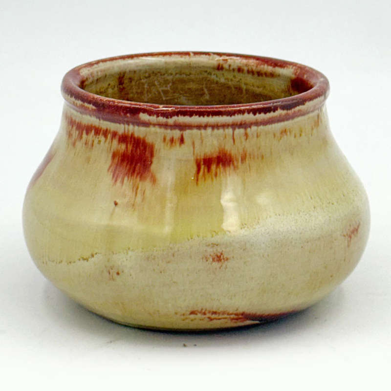 Linnware Pottery Vase Brown Straw Glaze