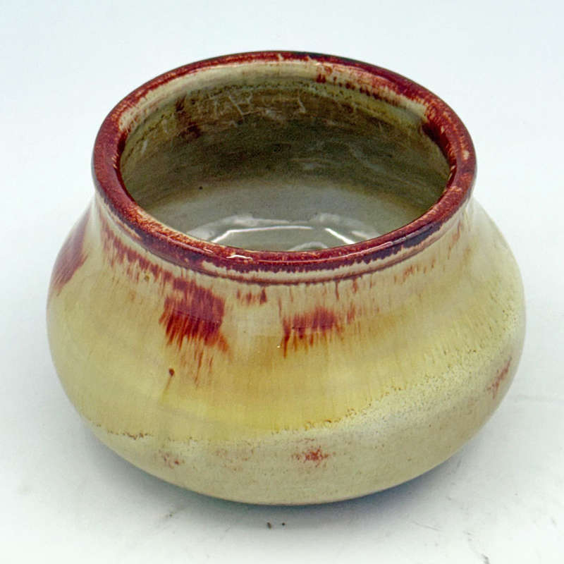 Linnware Pottery Vase Brown Straw Glaze