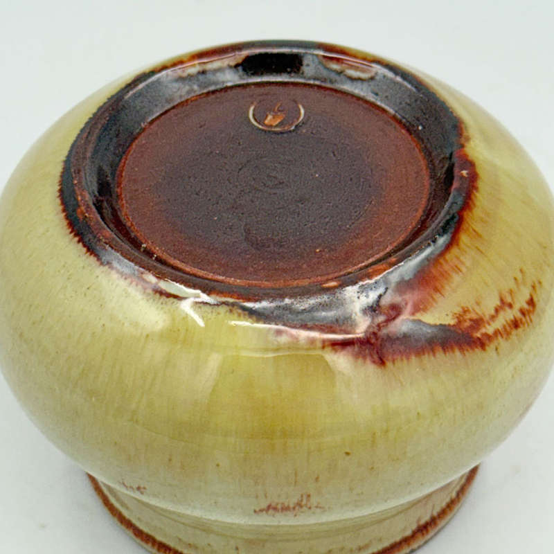 Linnware Pottery Vase Brown Straw Glaze