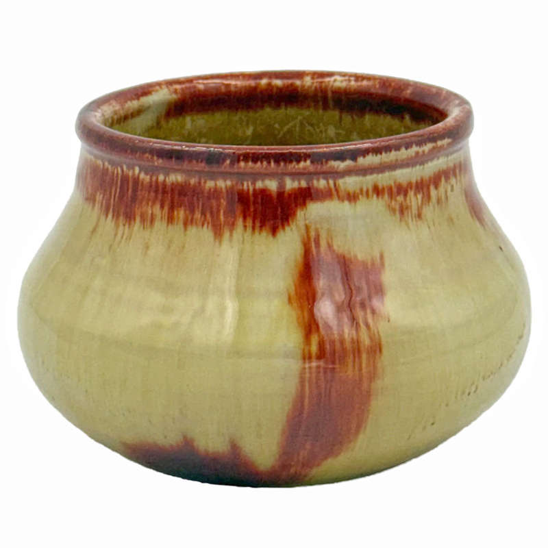 Linnware Pottery Vase Brown Straw Glaze