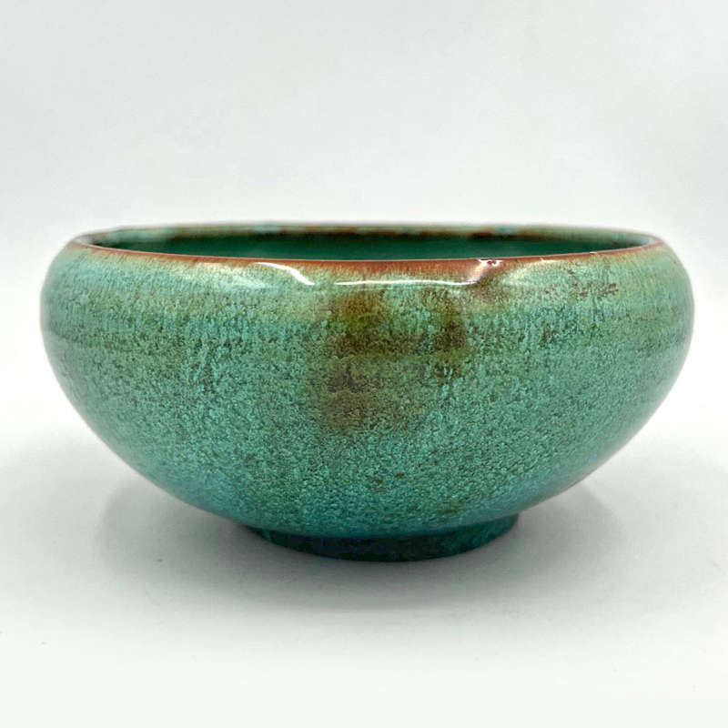 Linnware Round Vase Green Glaze
