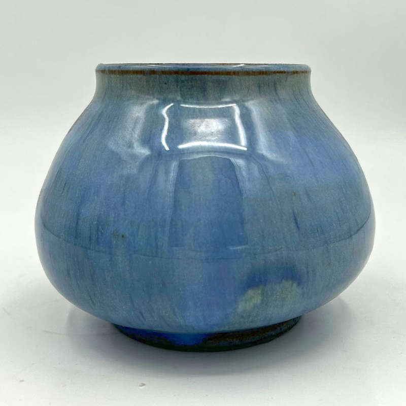 Linnware Round Vase Mottled Blue Grey Glaze