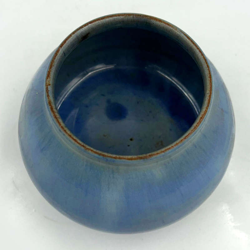Linnware Round Vase Mottled Blue Grey Glaze