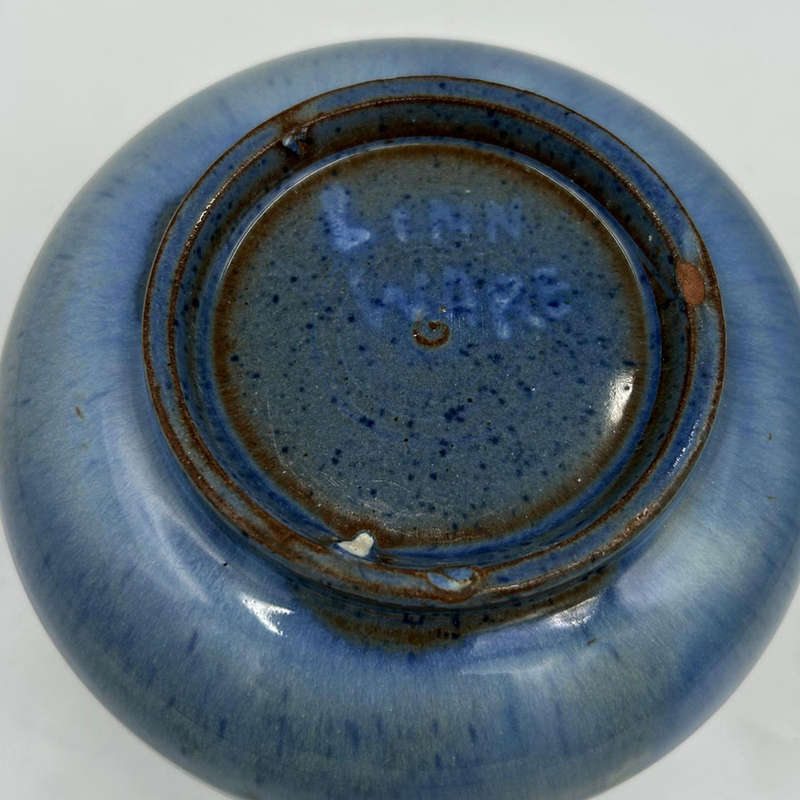 Linnware Round Vase Mottled Blue Grey Glaze