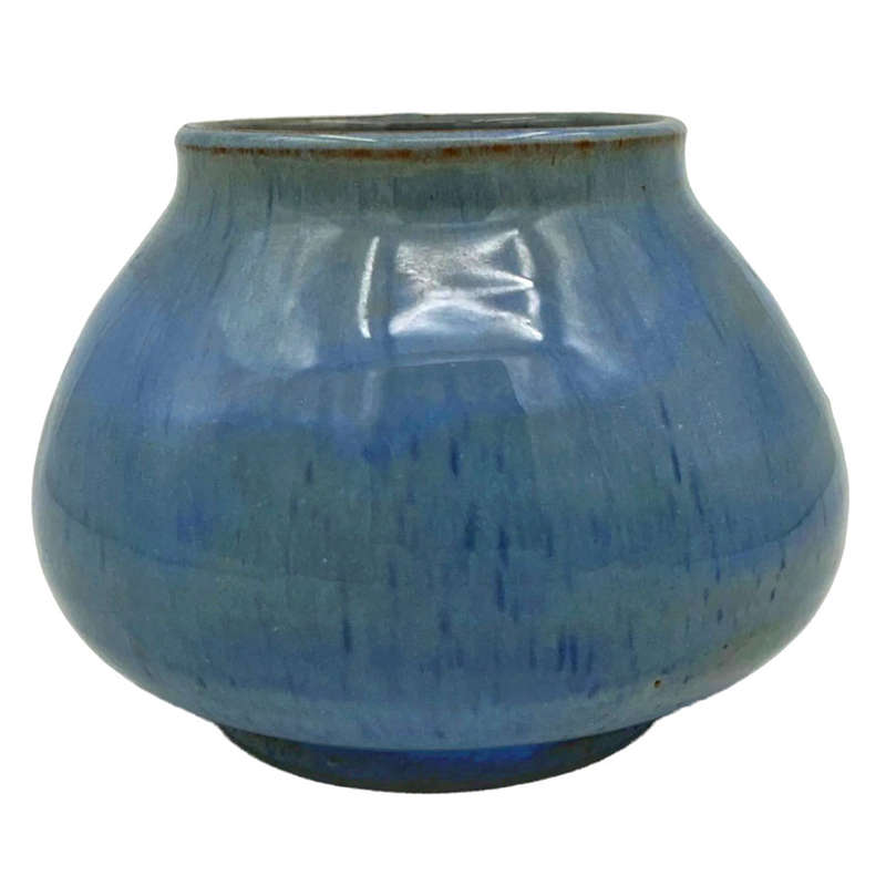 Linnware Round Vase Mottled Blue Grey Glaze