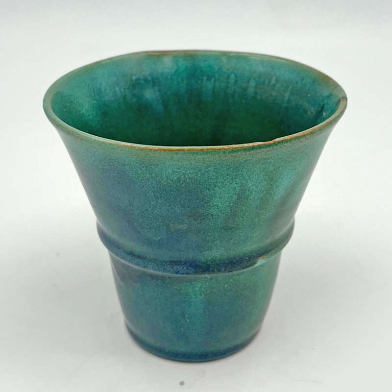 Linnware Stepped Vase Green Glaze