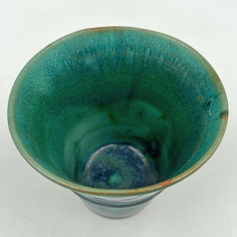 Linnware Stepped Vase Green Glaze