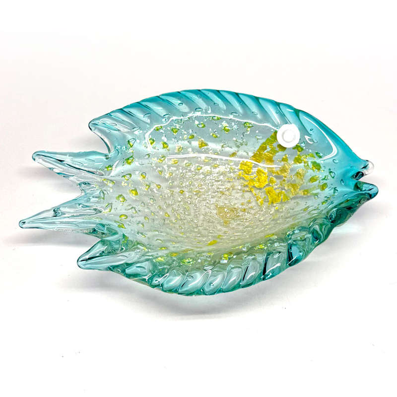 Murano Seguso Blue Silver Speck Large Fish Bowl 20th