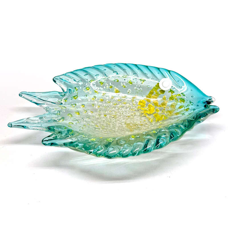 Murano Seguso Blue Silver Speck Large Fish Bowl 20th