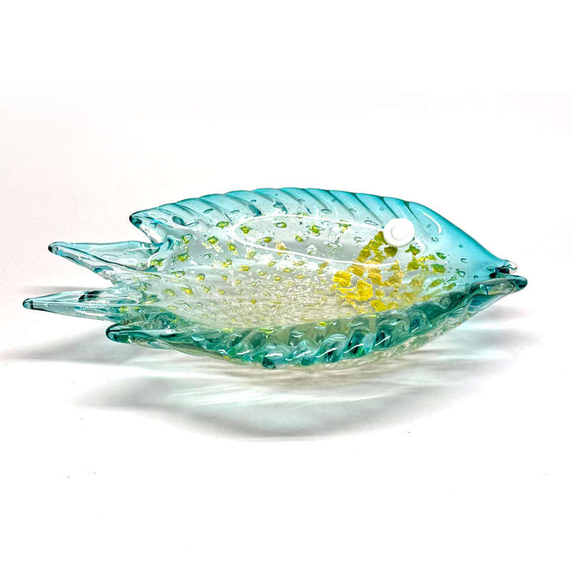 Murano Seguso Blue Silver Speck Large Fish Bowl 20th