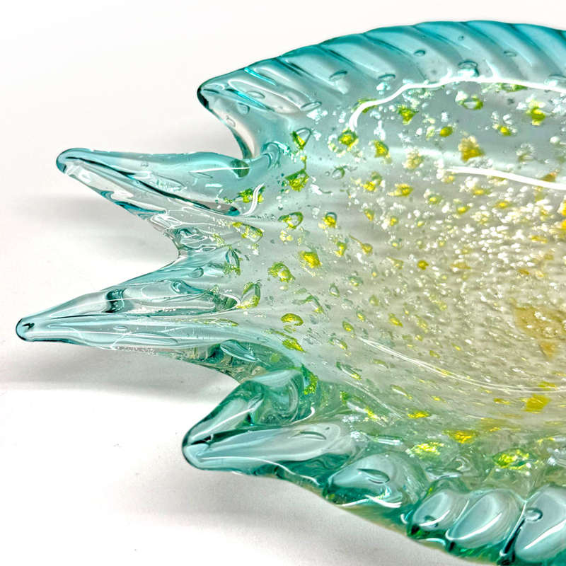 Murano Seguso Blue Silver Speck Large Fish Bowl 20th
