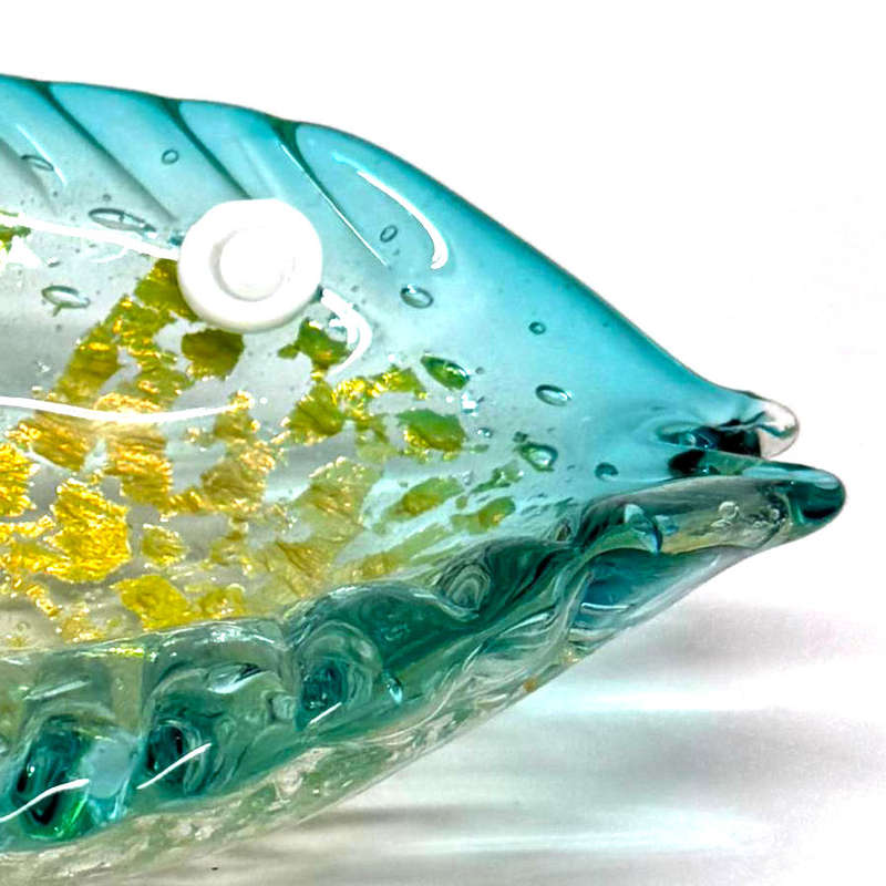 Murano Seguso Blue Silver Speck Large Fish Bowl 20th