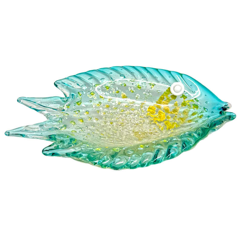Murano Seguso Blue Silver Speck Large Fish Bowl 20th