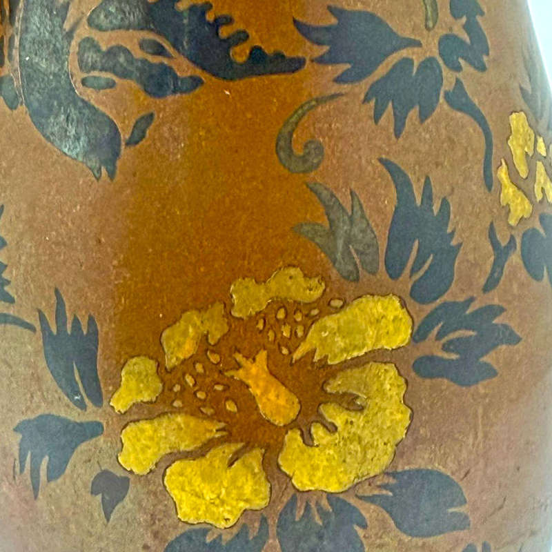 Pair Chinese Bronze Vases With Gold and Silver Overlay 19th