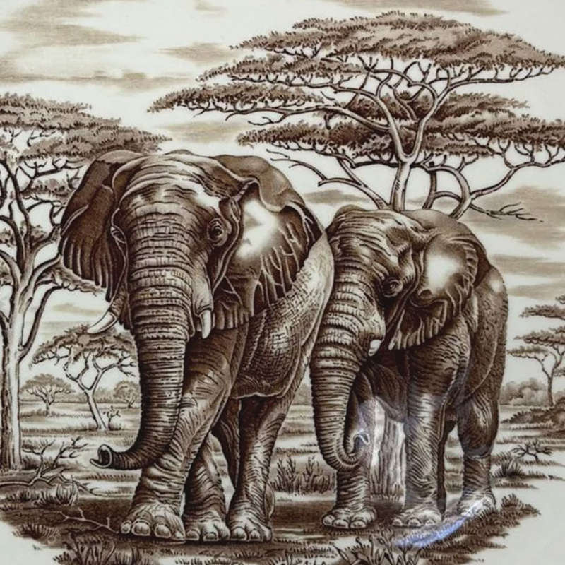 Rare Copeland Spode Kruger National Park Lioness Elephant Plate