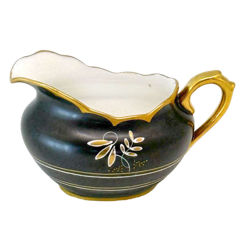 Rare Royal Albert Matt Black With Gold Detail Tea Milk Jug