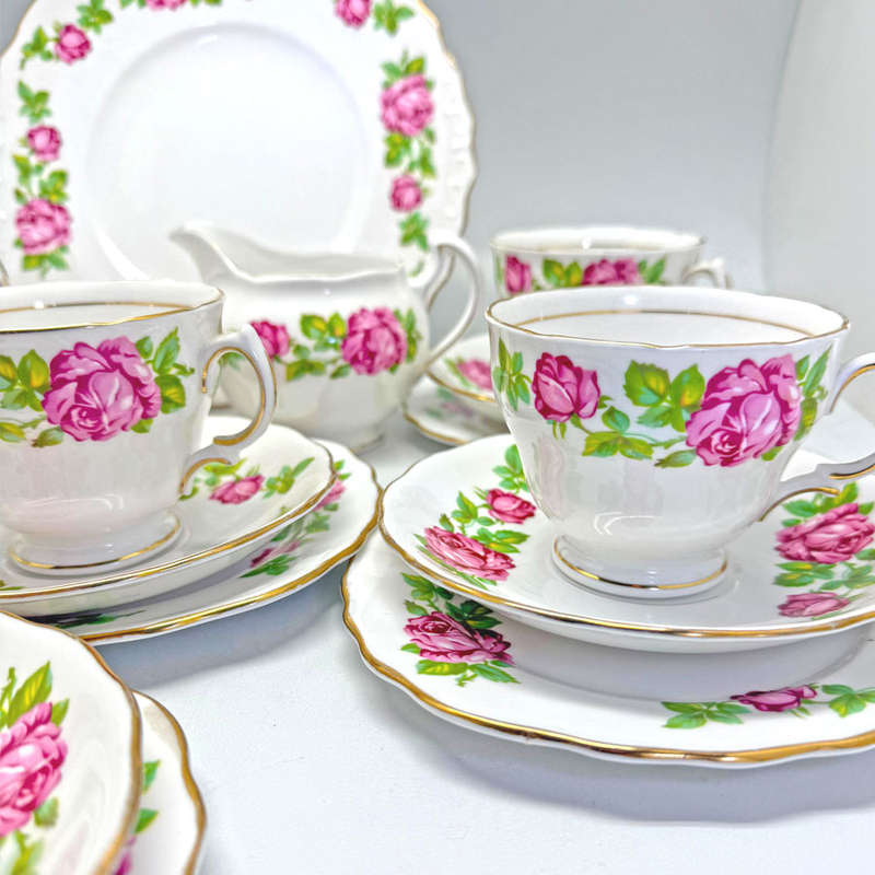 Royal Vale 21 Piece Pink Rose  Tea Set