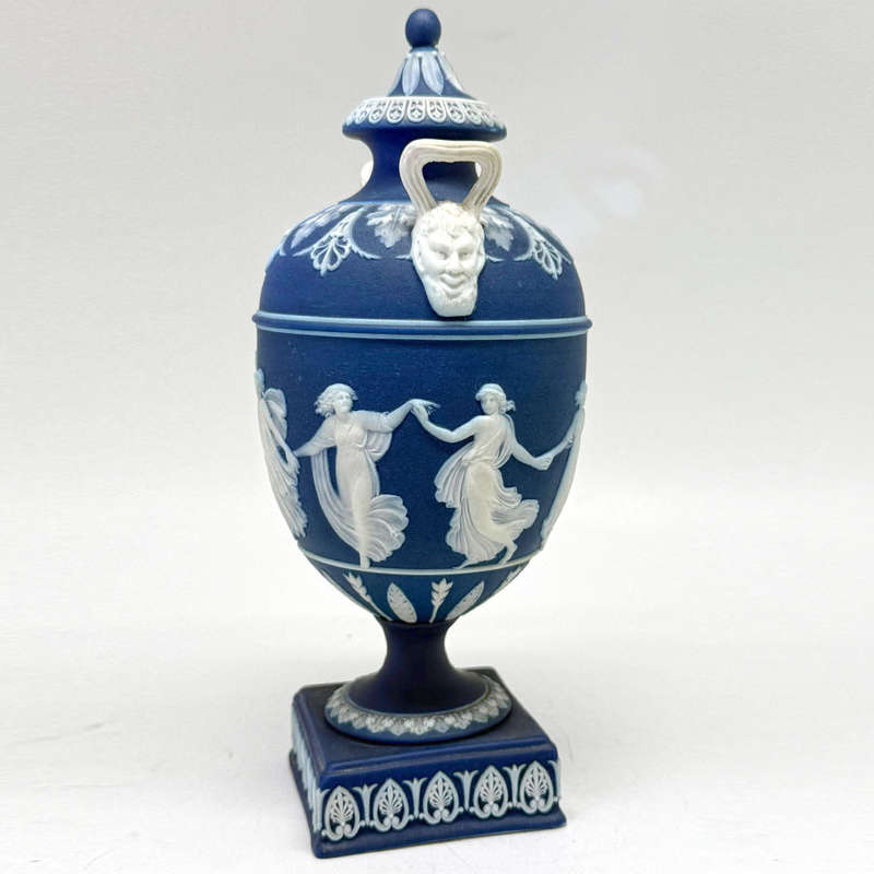 Wedgwood Cobalt Blue  Dancing Hours Jasperware Urn and Cover