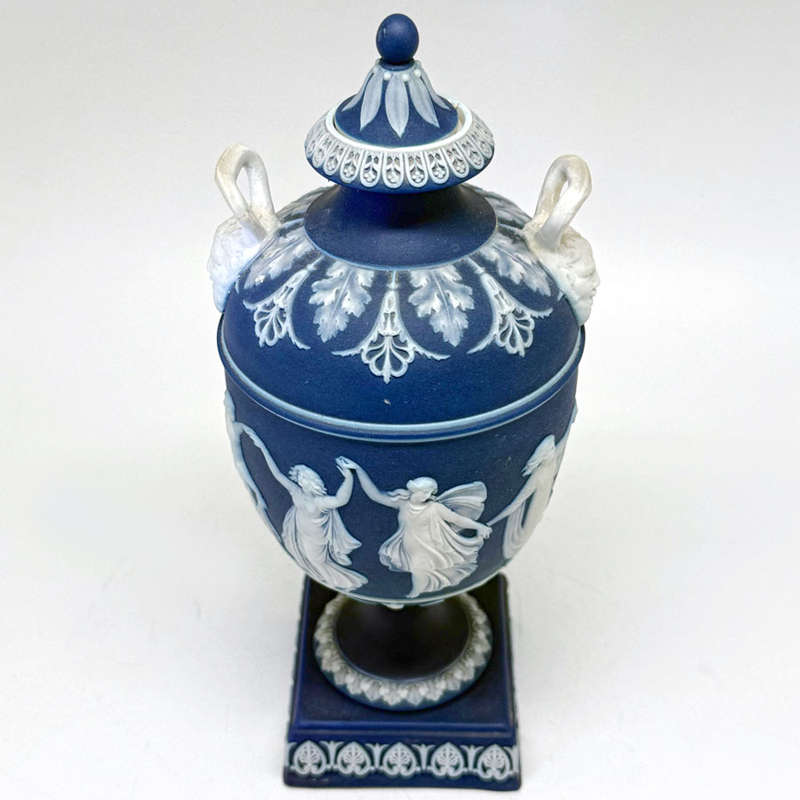 Wedgwood Cobalt Blue  Dancing Hours Jasperware Urn and Cover