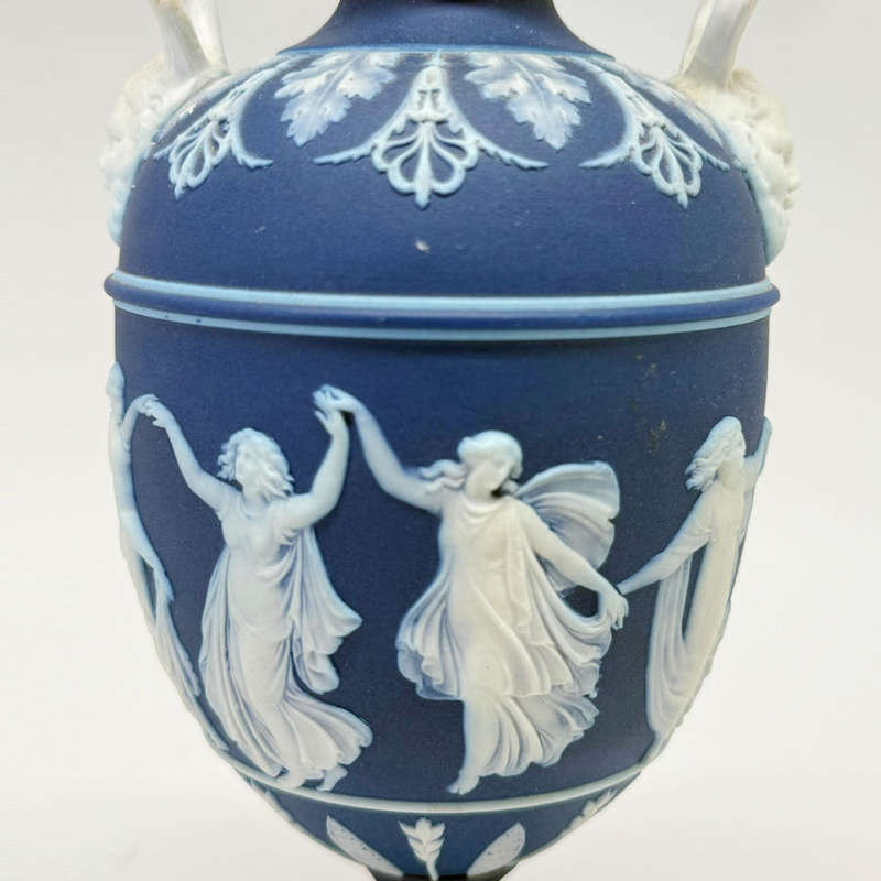 Wedgwood Cobalt Blue  Dancing Hours Jasperware Urn and Cover