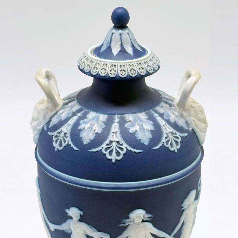 Wedgwood Cobalt Blue  Dancing Hours Jasperware Urn and Cover