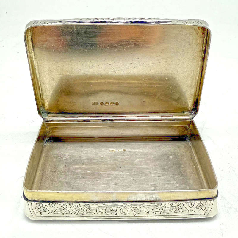 Hallmarked Silver Victorian Large Snuff Box Birmingham 1887
