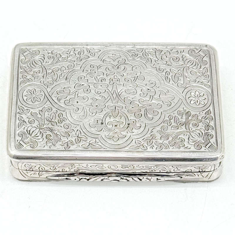 Hallmarked Silver Victorian Large Snuff Box Birmingham 1887
