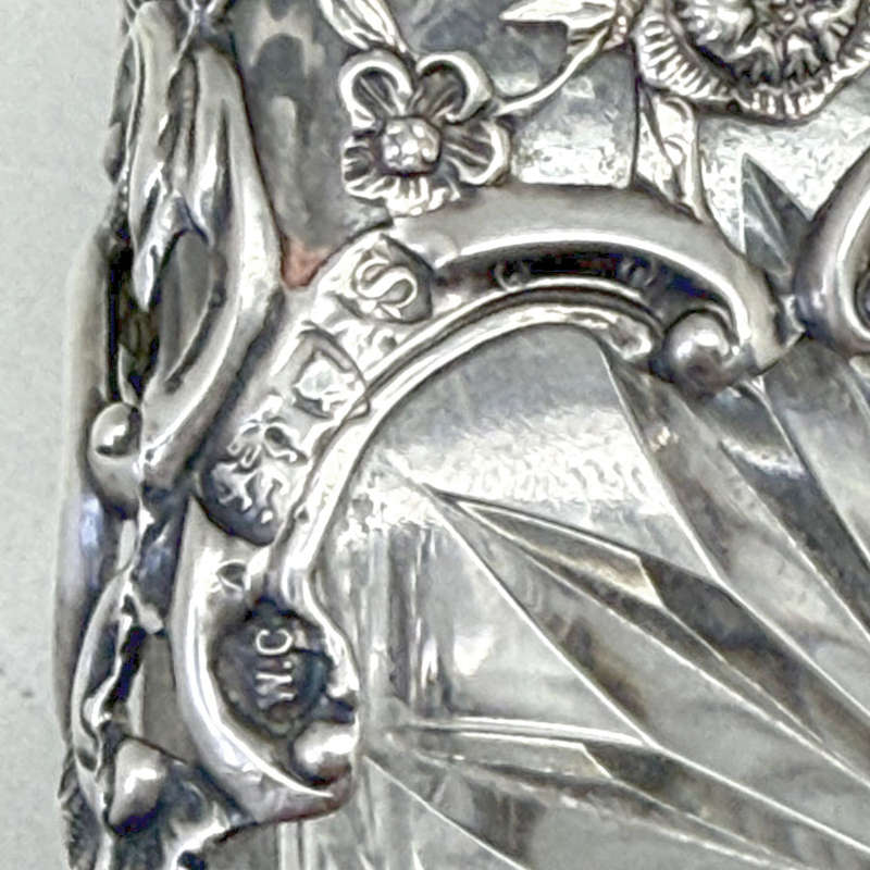 Silver Topped Perfume Bottle London 1893 William Comyns