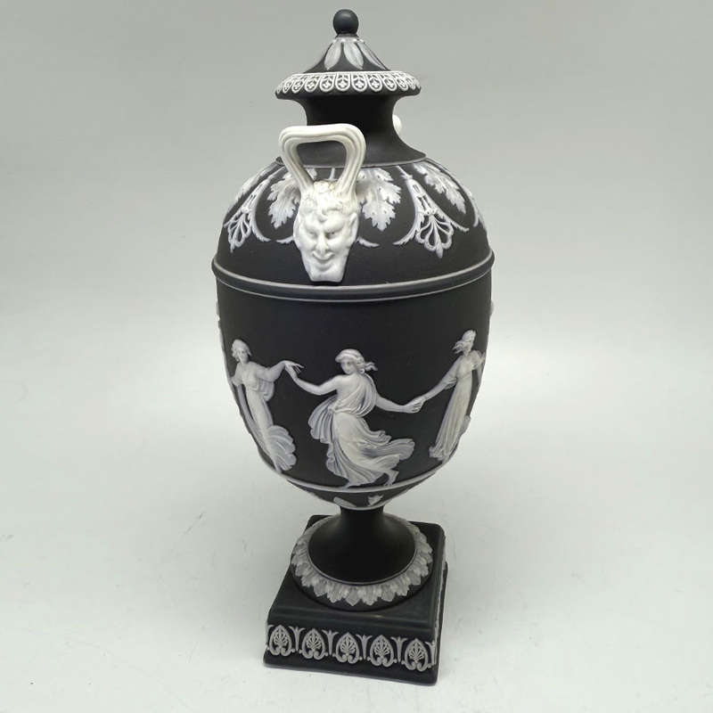 Wedgwood Basalt Dancing Hours Jasperware Urn and Cover