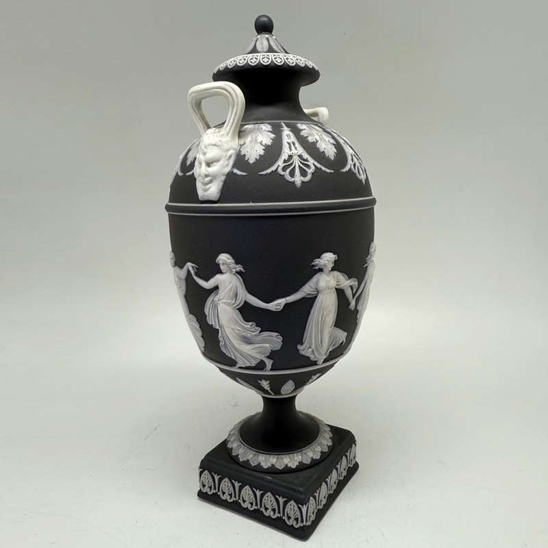 Wedgwood Basalt Dancing Hours Jasperware Urn and Cover