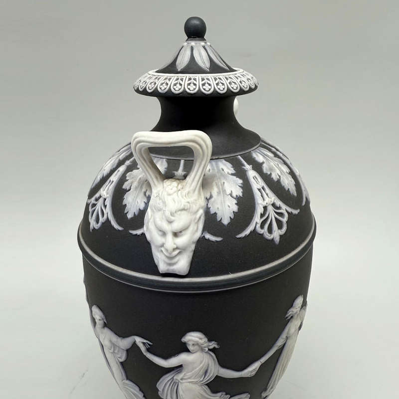 Wedgwood Basalt Dancing Hours Jasperware Urn and Cover