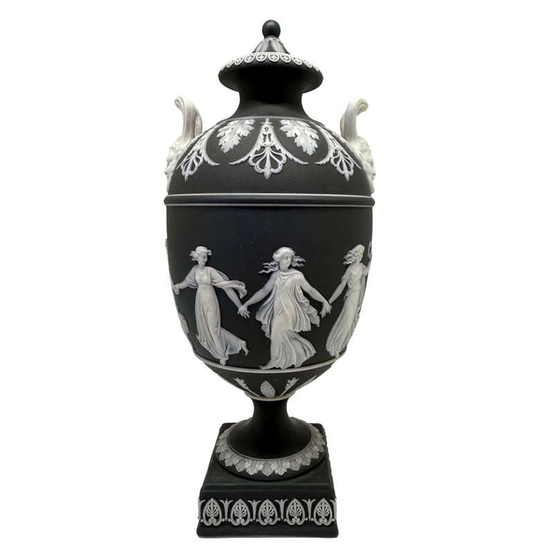 Wedgwood Basalt Dancing Hours Jasperware Urn and Cover