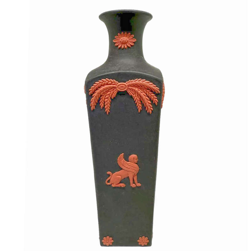 Wedgwood Black Basalt Egyptian Bird Sphinx Vase  20th