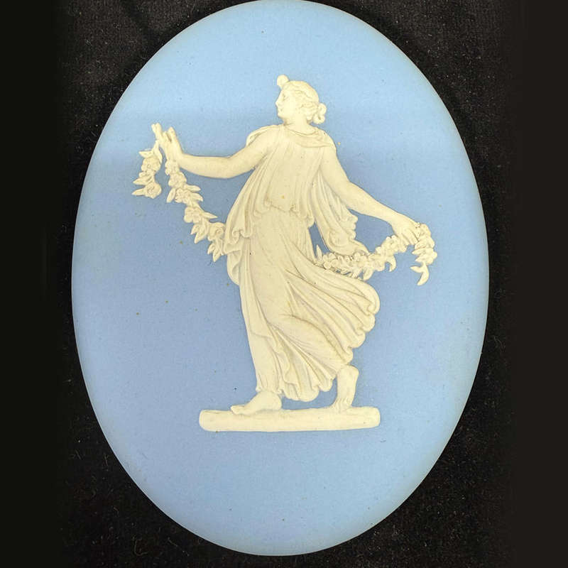 Wedgwood Blue Jasperware Maiden Plaque Framed