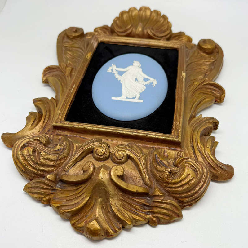 Wedgwood Blue Jasperware Maiden Plaque Framed