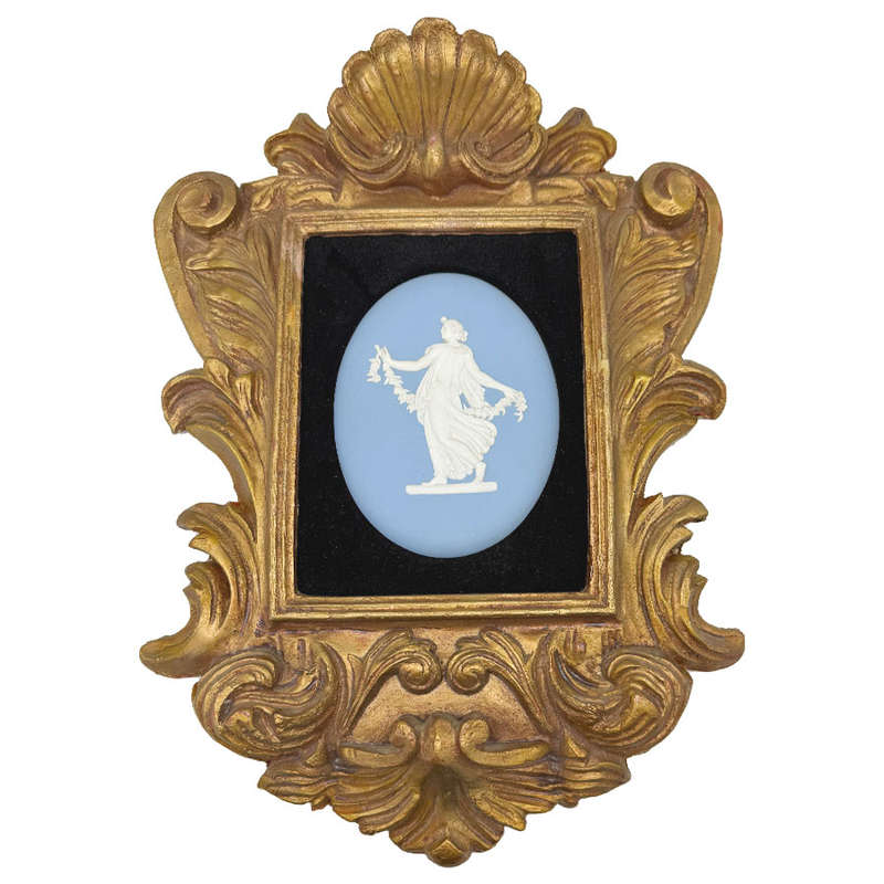 Wedgwood Blue Jasperware Maiden Plaque Framed