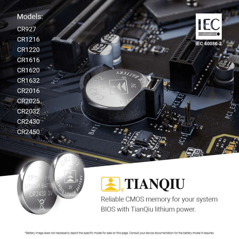 TianQiu CMOS CR2032 3V Button Cell Battery (5 Pack)