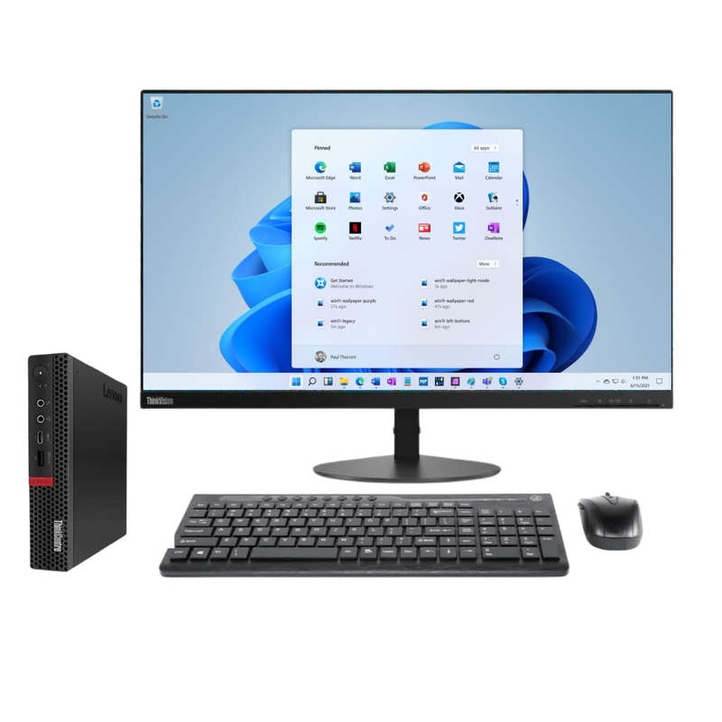 Lenovo ThinkCentre M720q Tiny Desktop &amp; Lenovo ThinkVision T24i-10 23.8-inch Frameless Monito...