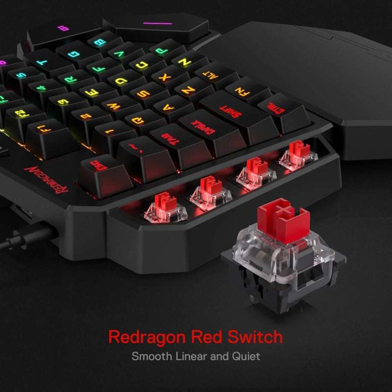 REDRAGON Diti Elite Pro One-Handed RGB Wireless Mechanical Gaming Keyboard - Black