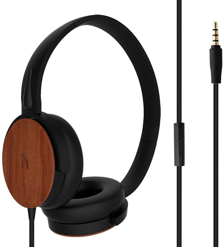 HEADPHONE WITH MIC  BLACK + WOOD