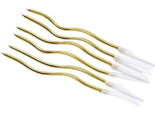 Casey Curvy Twisted Gold Party Candles x6 candles