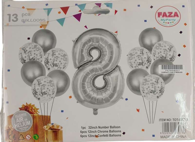 The Casey 13pc Silver and White Balloon Set Nr.8